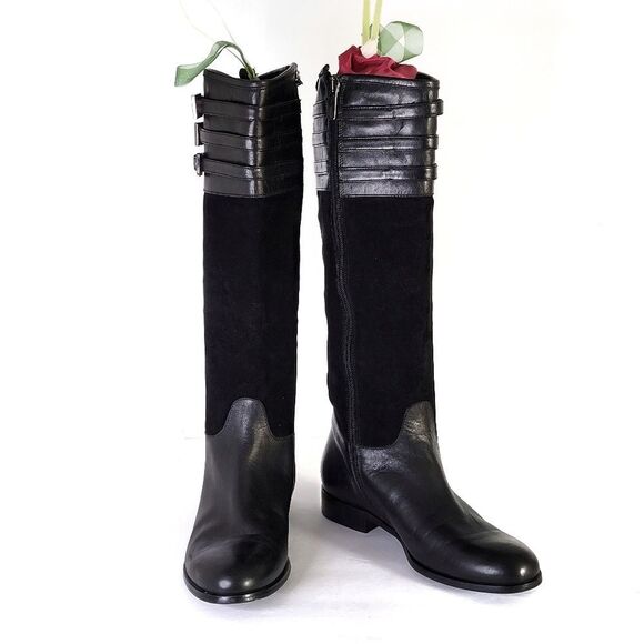 Aquatalia Black Suede and Leather Deliver Boots - Picture 1 of 11